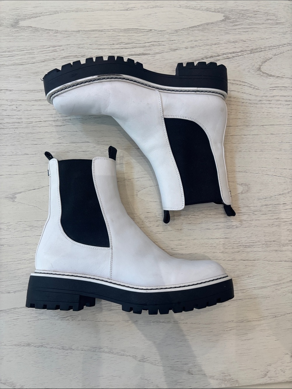 Sam Edelman Lug Sole Boots - White/Black